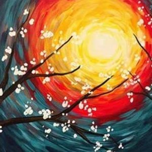 Diamond Art 5D DIY Craft Kit - Beaded Painting on Canvas - Cherry Blossoms